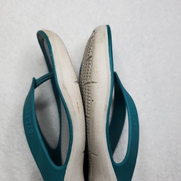 CROCS Swiftwater Teal Blue Thong Flip Flop Sandals - Picture 8 of 10